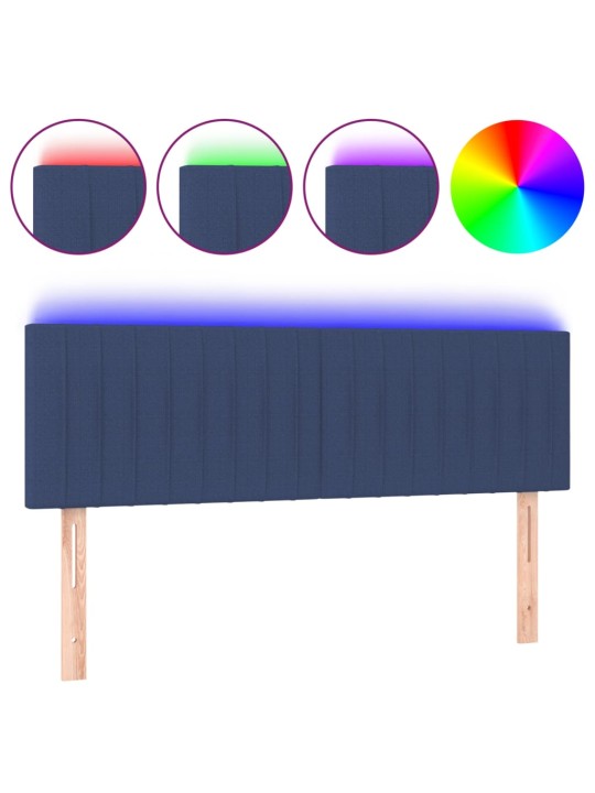 Čelo postele s LED modré 144x5x78/88 cm textil