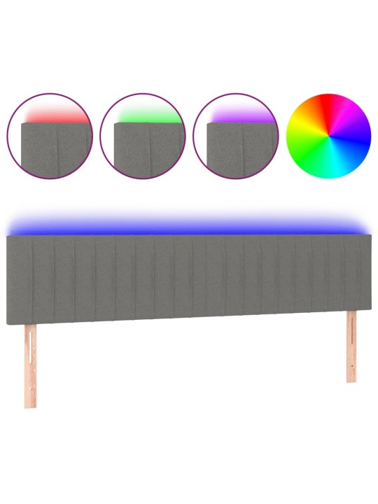 Čelo postele s LED tmavě šedé 160x5x78/88 cm textil