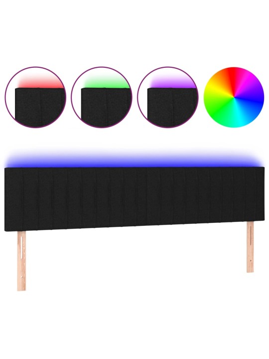 Čelo postele s LED černé 160x5x78/88 cm textil