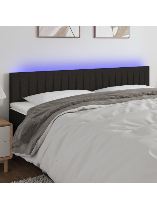 Čelo postele s LED černé 160x5x78/88 cm textil