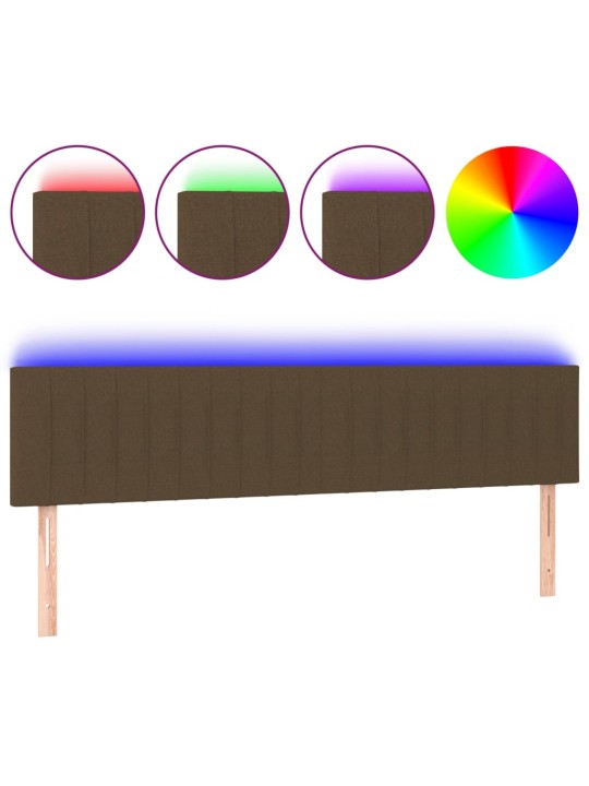 Čelo postele s LED tmavě hnědé 160x5x78/88 cm textil