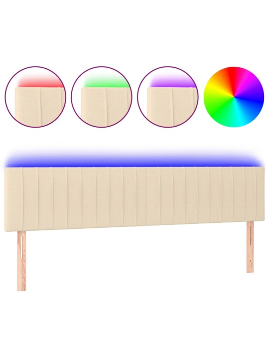 Čelo postele s LED krémové 160x5x78/88 cm textil