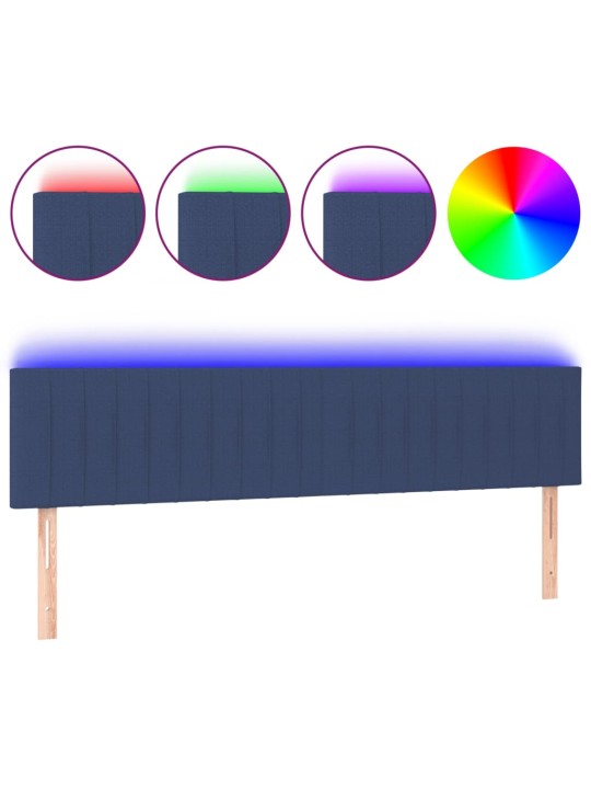 Čelo postele s LED modré 160x5x78/88 cm textil