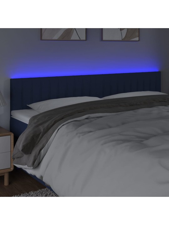 Čelo postele s LED modré 160x5x78/88 cm textil