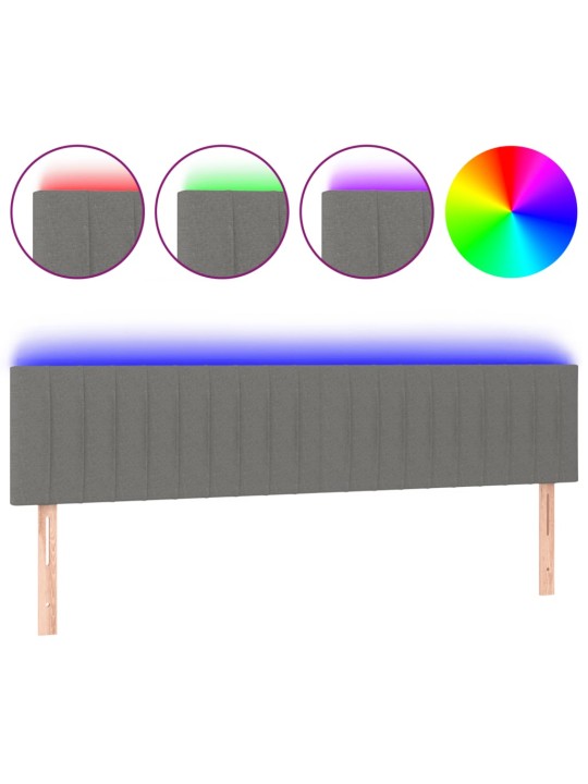 Čelo postele s LED tmavě šedé 180x5x78/88 cm textil