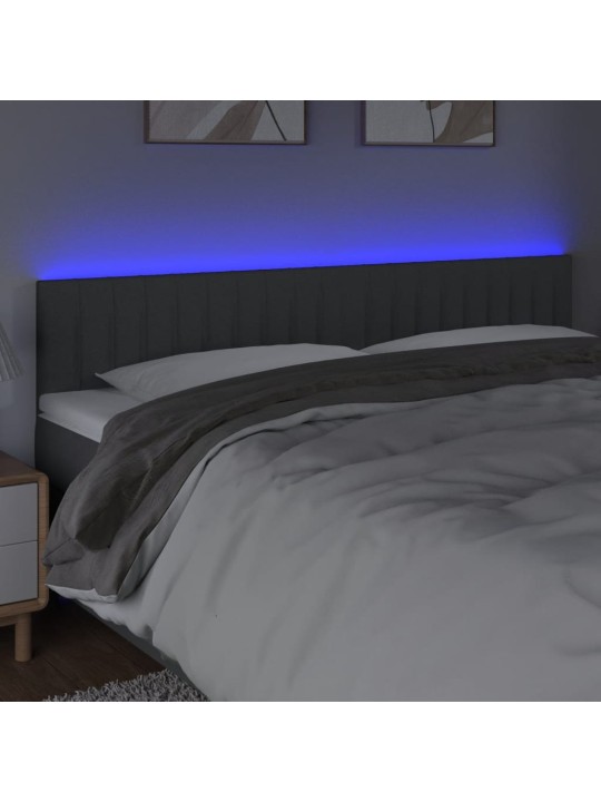 Čelo postele s LED tmavě šedé 180x5x78/88 cm textil