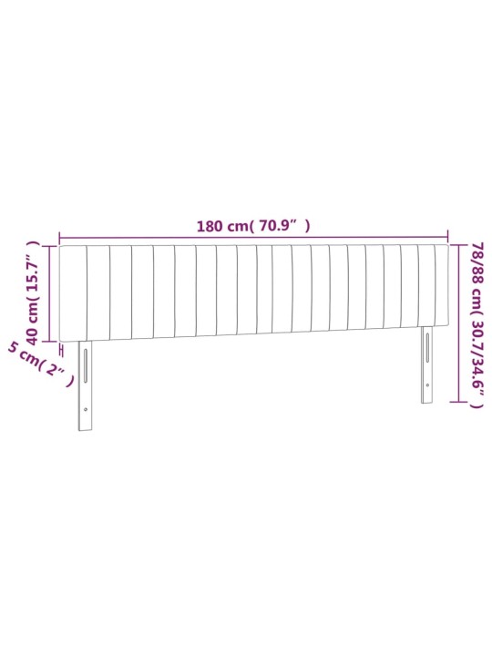 Čelo postele s LED tmavě šedé 180x5x78/88 cm textil