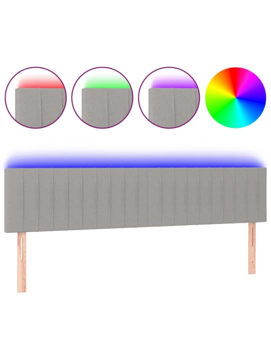 Čelo postele s LED světle šedé 200x5x78/88 cm textil