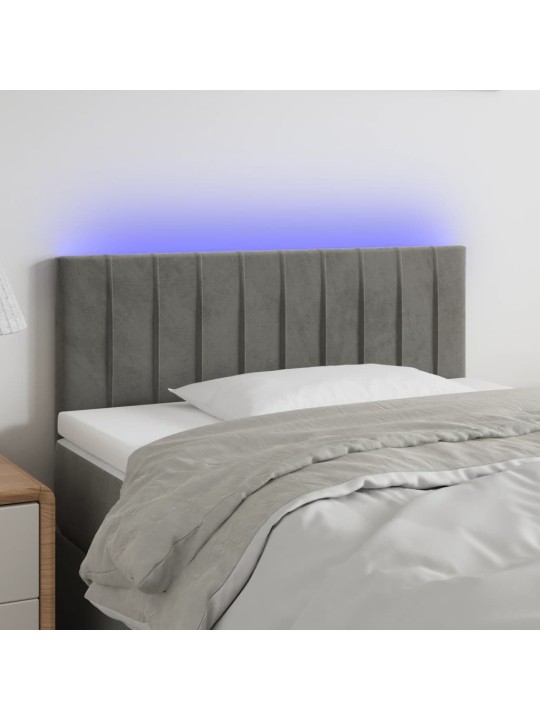 Čelo postele s LED světle šedé 80 x 5 x 78/88 cm samet