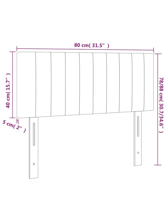 Čelo postele s LED tmavě šedé 80 x 5 x 78/88 cm samet