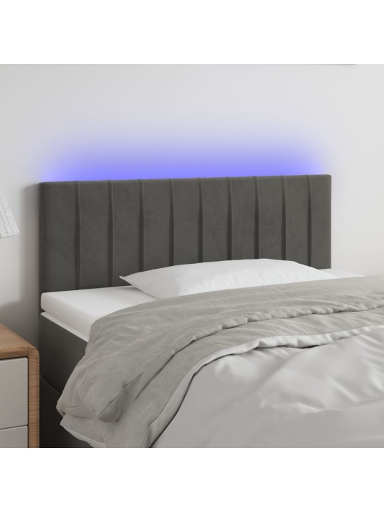 Čelo postele s LED tmavě šedé 80 x 5 x 78/88 cm samet