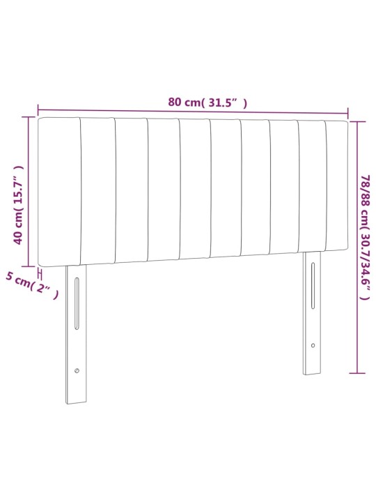 Čelo postele s LED černé 80 x 5 x 78/88 cm samet