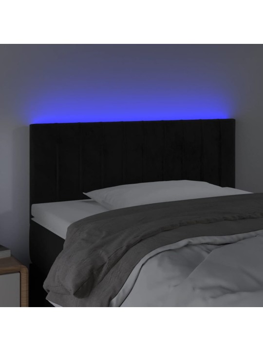 Čelo postele s LED černé 90x5x78/88 cm samet