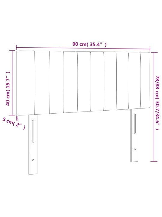 Čelo postele s LED černé 90x5x78/88 cm samet
