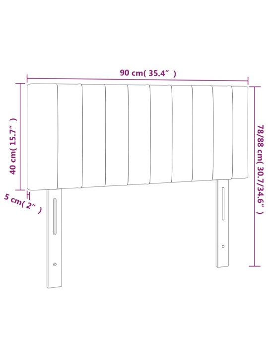 Čelo postele s LED tmavě modré 90x5x78/88 cm samet