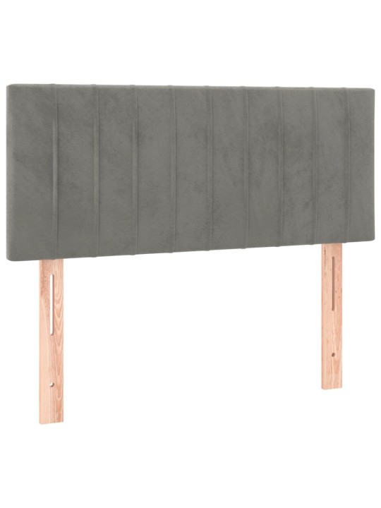 Čelo postele s LED světle šedé 100 x 5 x 78/88 cm samet