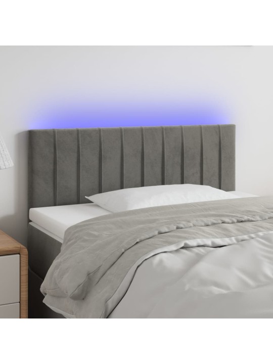 Čelo postele s LED světle šedé 100 x 5 x 78/88 cm samet