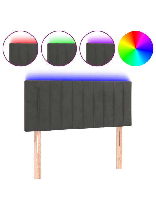 Čelo postele s LED tmavě šedé 100x5x78/88 cm samet