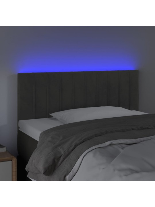 Čelo postele s LED tmavě šedé 100x5x78/88 cm samet