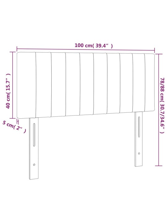 Čelo postele s LED černé 100x5x78/88 cm samet