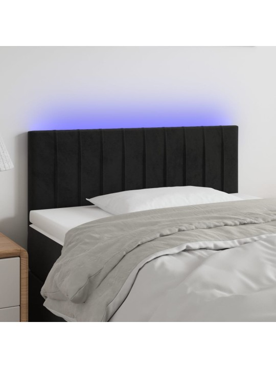 Čelo postele s LED černé 100x5x78/88 cm samet