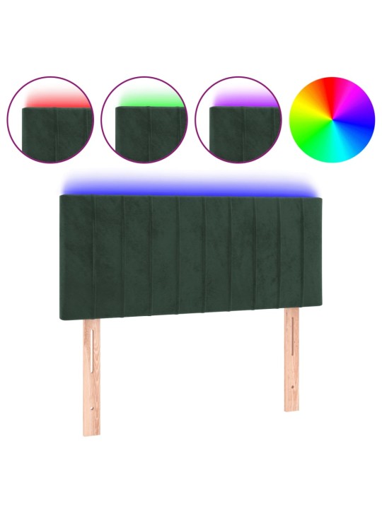Čelo postele s LED tmavě zelené 100x5x78/88 cm samet