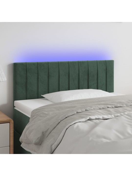 Čelo postele s LED tmavě zelené 100x5x78/88 cm samet