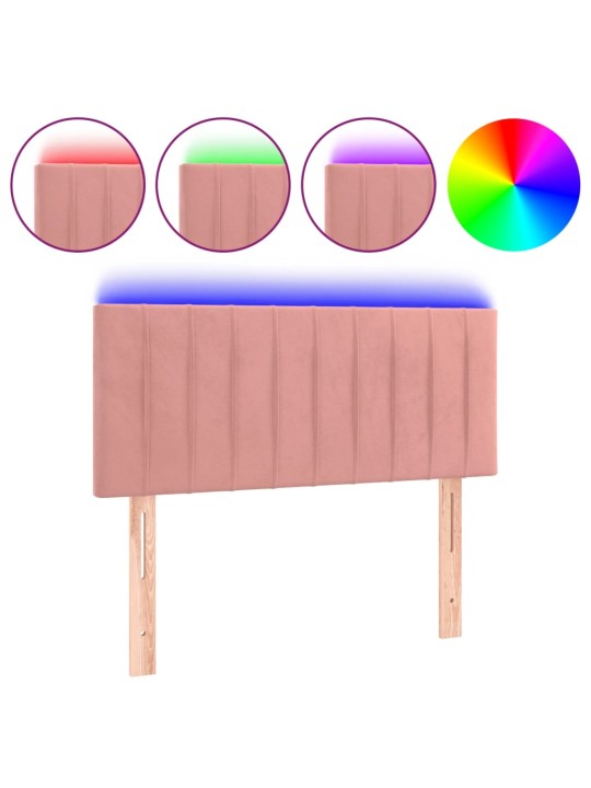 Čelo postele s LED růžové 100x5x78/88 cm samet