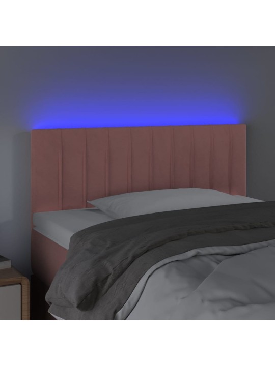 Čelo postele s LED růžové 100x5x78/88 cm samet