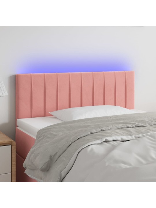 Čelo postele s LED růžové 100x5x78/88 cm samet