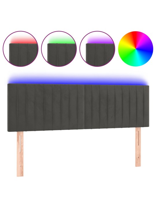 Čelo postele s LED tmavě šedé 144x5x78/88 cm samet