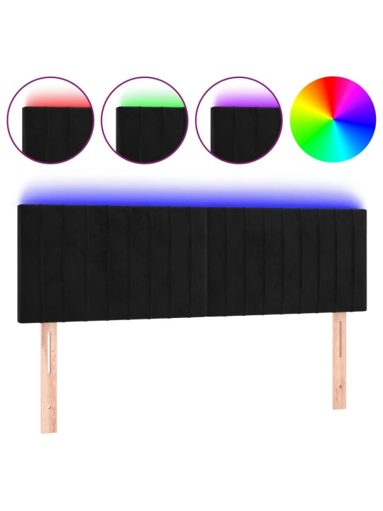 Čelo postele s LED černé 144x5x78/88 cm samet