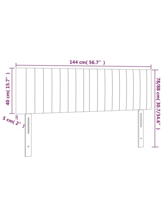 Čelo postele s LED černé 144x5x78/88 cm samet