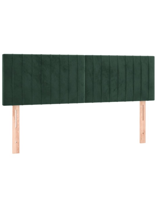 Čelo postele s LED tmavě zelené 144x5x78/88 cm samet