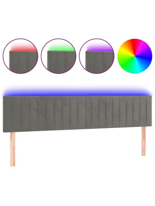 Čelo postele s LED světle šedé 160x5x78/88 cm samet