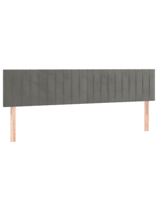 Čelo postele s LED světle šedé 160x5x78/88 cm samet