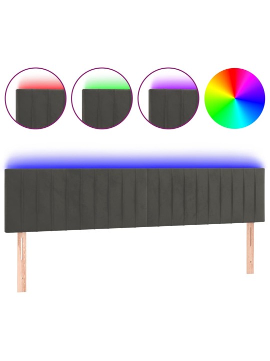 Čelo postele s LED tmavě šedé 160x5x78/88 cm samet