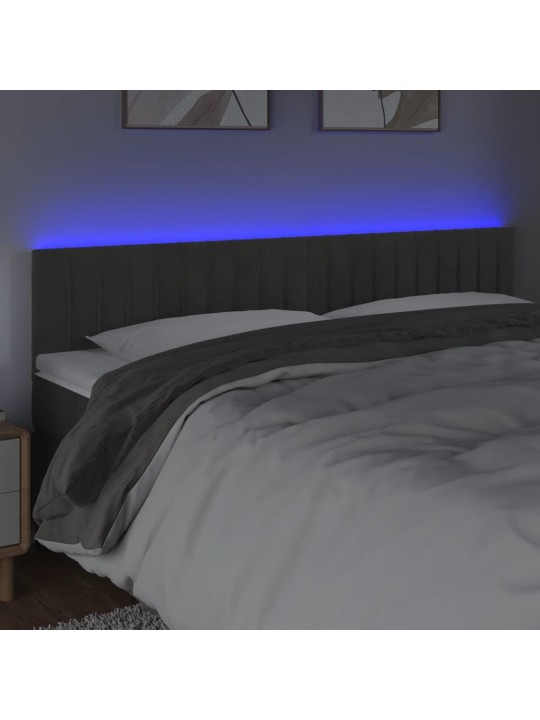 Čelo postele s LED tmavě šedé 160x5x78/88 cm samet
