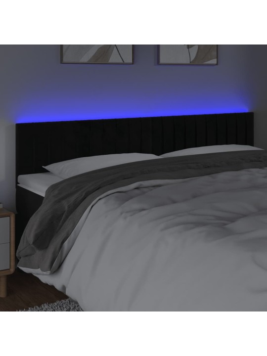 Čelo postele s LED černé 160x5x78/88 cm samet