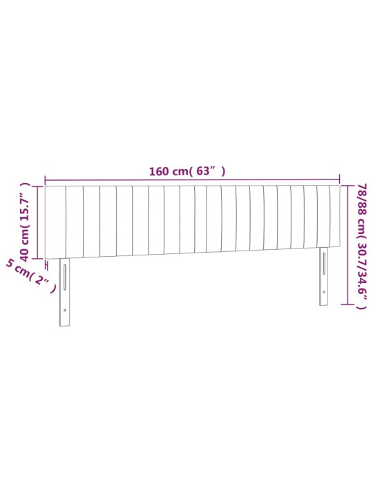 Čelo postele s LED černé 160x5x78/88 cm samet