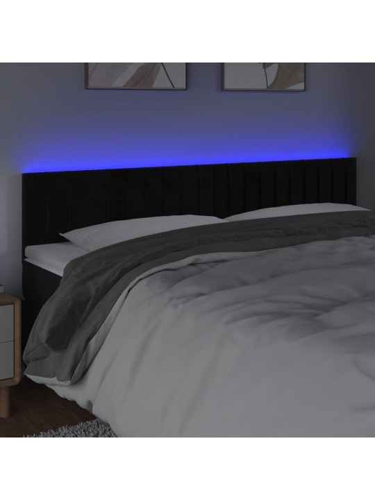 Čelo postele s LED černé 180x5x78/88 cm samet