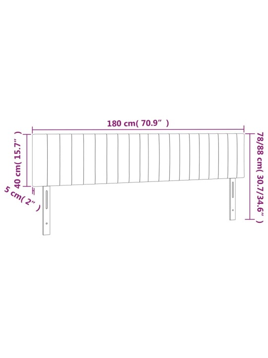 Čelo postele s LED černé 180x5x78/88 cm samet