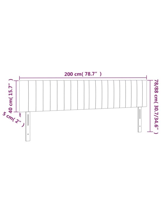 Čelo postele s LED tmavě šedé 200x5x78/88 cm samet