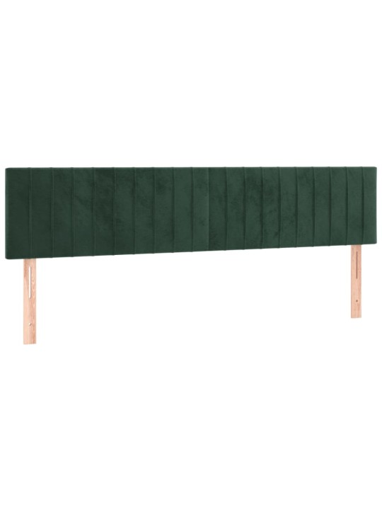 Čelo postele s led tmavě zelené 200x5x78/88 cm samet