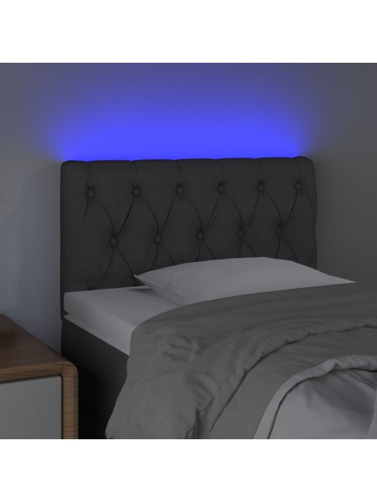 Čelo postele s LED světle šedé 80 x 7 x 78/88 cm textil