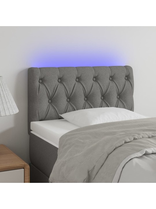 Čelo postele s LED světle šedé 80 x 7 x 78/88 cm textil