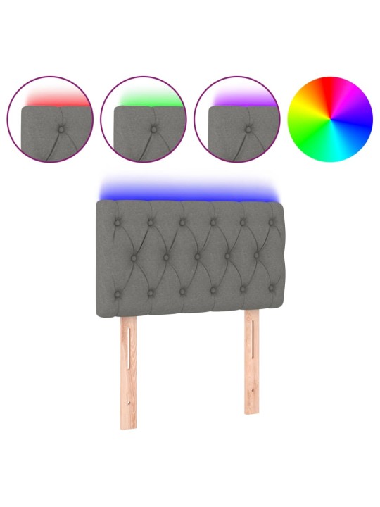 Čelo postele s LED tmavě šedé 80 x 7 x 78/88 cm textil
