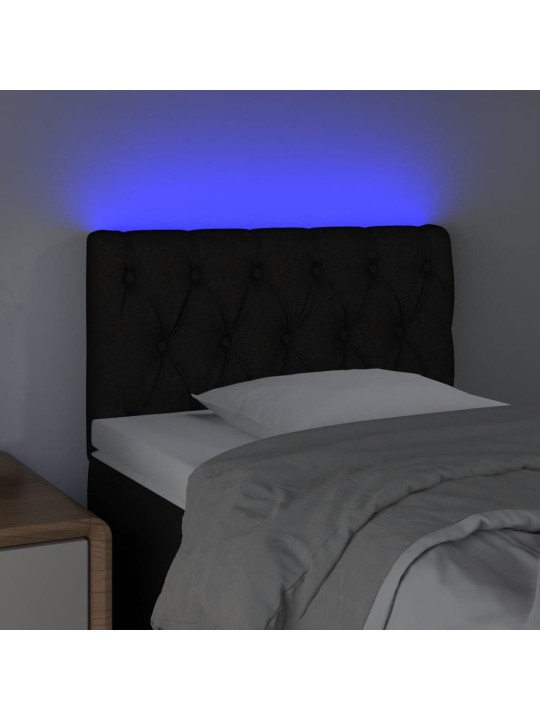 Čelo postele s LED černé 80 x 7 x 78/88 cm textil