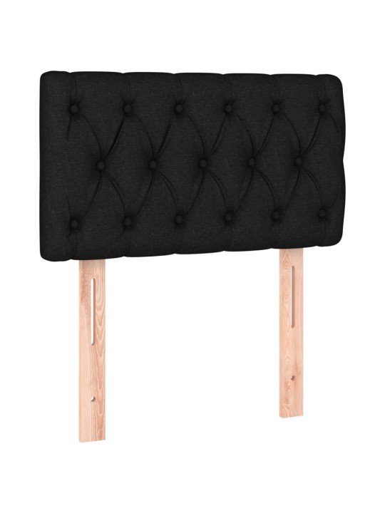 Čelo postele s LED černé 80 x 7 x 78/88 cm textil