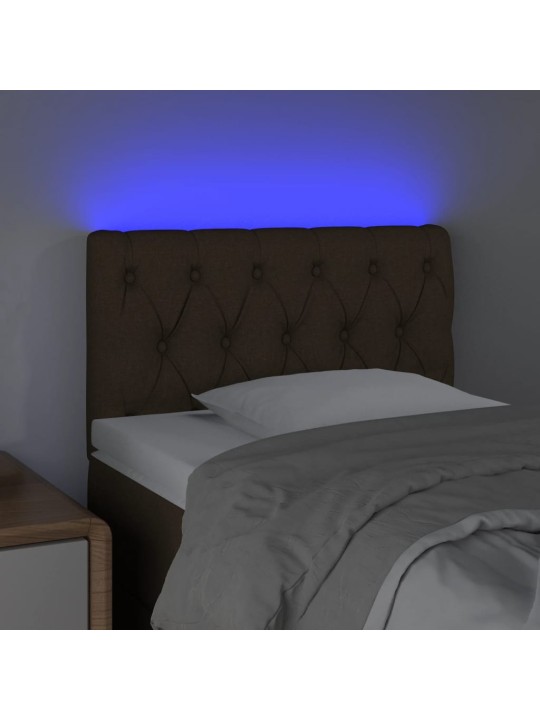 Čelo postele s LED tmavě hnědé 80 x 7 x 78/88 cm textil